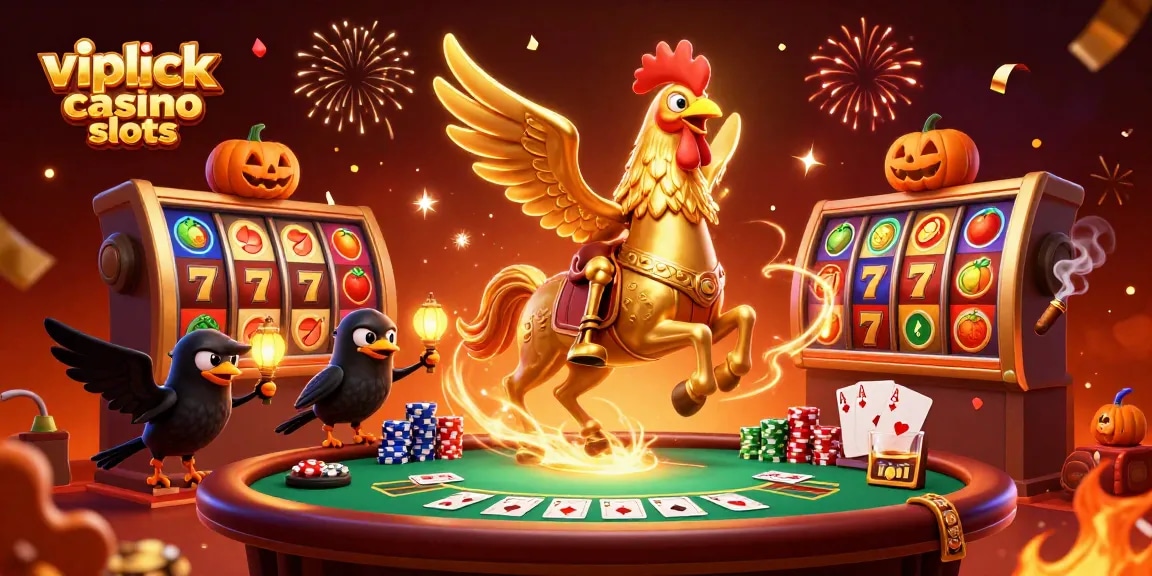 Spielen Sie vipluck Casino-Slots mit einer aufregenden 3D-Illustration, die Slot-Reels und mehr zeigt.