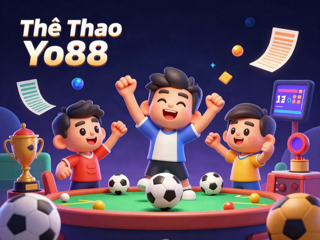 Thể Thao Yo88 showcases an engaging sports betting scene featuring interactive elements and lively characters.