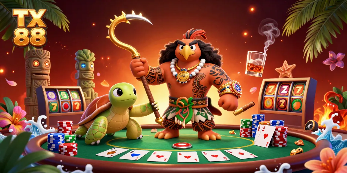 Play poker and slots at TX 88 casino with vibrant characters and dynamic game elements.