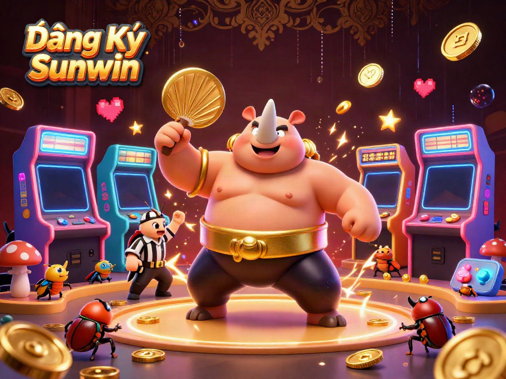 Experience winning moments with Đăng Ký Sunwin in a vibrant 3D casino illustration.