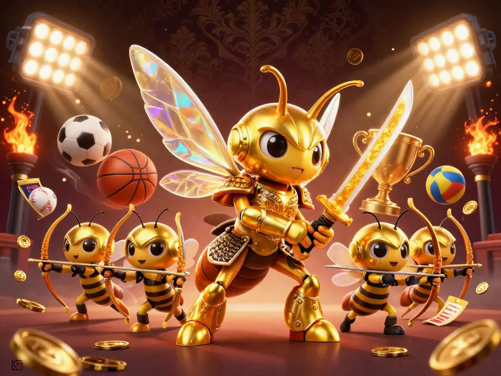 Engage with DEBET's thrilling sports betting scene featuring dynamic sports elements and characters.