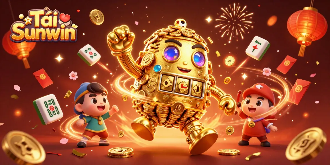 Tải Sunwin to play with the golden golem amidst festive casino elements and fireworks