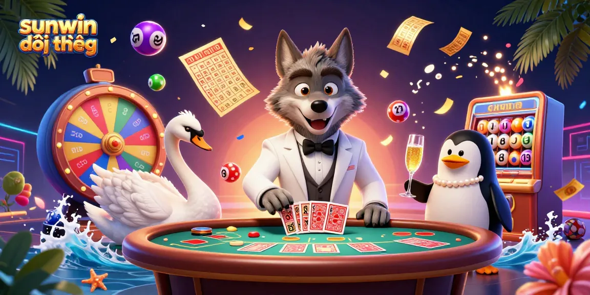 Experience thrilling sunwin đổi thưởng at a vibrant casino scene with dynamic lottery elements.